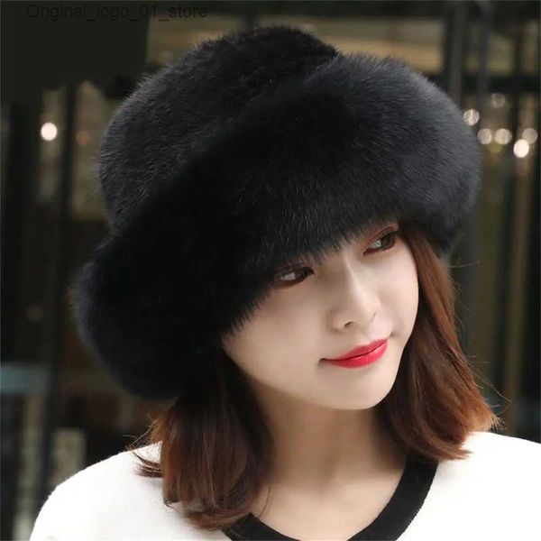 Beanie/Kafatası Kapakları 1pc Faux Tilki Kürk Beanies Caps Kadın Kızlar Katı Yumuşak Kalınlaştırılmış Kürklü Berler Şapka Lady Elegant Kış Dış Mekan Dış Mekan Dış Mekan Rüzgar Geçiren Sıcak Şapka Q231222