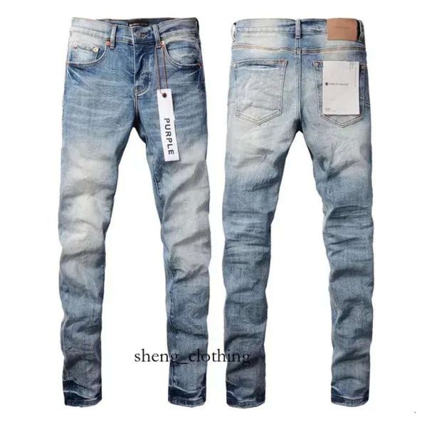 Purple Jeans Mens Designer Bordado rasgado para a marca Trend Brand Vintage Pant casual Solid Classic Straight Jean para Motocicleta Masculina 8918