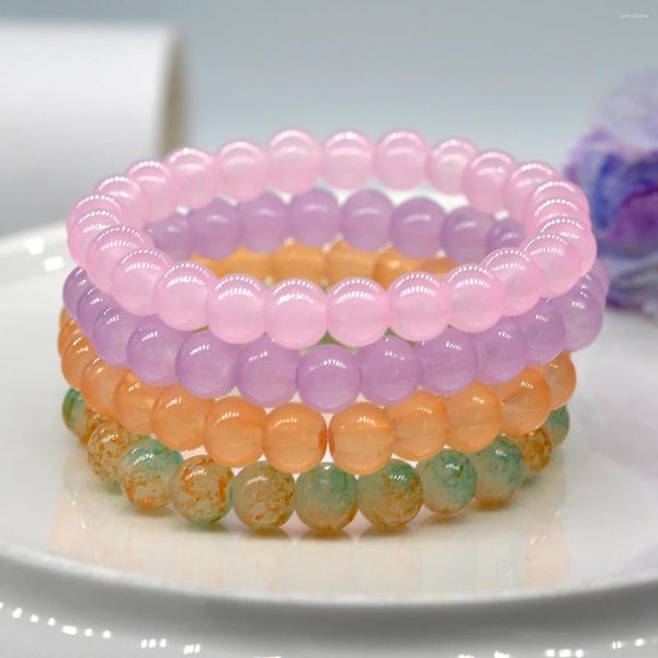 Strand 4pcs Couleur de Bonbons Perles Rondes en Cristal minimaliste Ombre Perlen -Armband