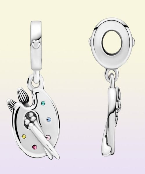 Nova chegada 100 925 Sterling Silver Artist039S Palette Dangle Fit Fit original European Charm Bracelet Jóias Acedes9531722