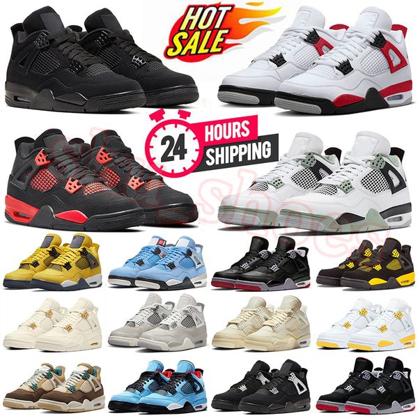 New OG Jumpman4s Basketballschuhe J4 Black Cat Retor 4s Männer Universität Blau Militär Schwarz gebildet neu gestellt Thunder Red Cement Seafoam Damen Jordens4s Sports Sport