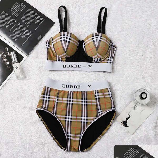 Bikinis Set Designer Bikini Badebekleidung Badeanzug Frauen Split konservativer Taille er Bauch zeigen dünne schlanke Fit -Mode -Gitter y Open Rücken Dhj0d