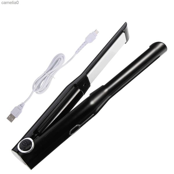 Os rolinhos de cabelo alisadores de alisadores de cabelo rolos de dispositivo sem fio volume Volume USB Wand ABS Travel Mini Ironl231222
