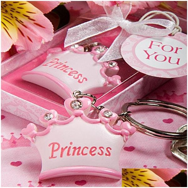 Festa favorita a festa azul coroa rosa Princess Key Chains Wedding Baby Favor Good Presente para Suestres Droga Drapê -lo do Jardim Festivo Parte Dhy1n