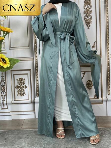 Kadınlar için Dubai Abayas satan etnik kıyafetler Türk örtülü kıyafetler Jalabiyat Ramazan Müslüman Setleri Robe Eid Mübarek Mütevazı Elbiseler Yay Knot