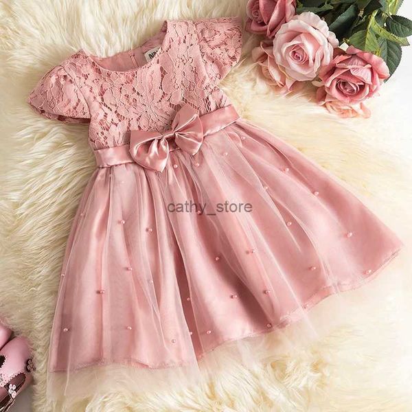 Mädchenkleider Sommerspitzenkleider für Mädchen rosa Tutu Party Kleid Kinder Kinder Kleidung Casual Wear Kleidung Kleinkind Mädchen 1 2 3 4 5 Jahre 231222
