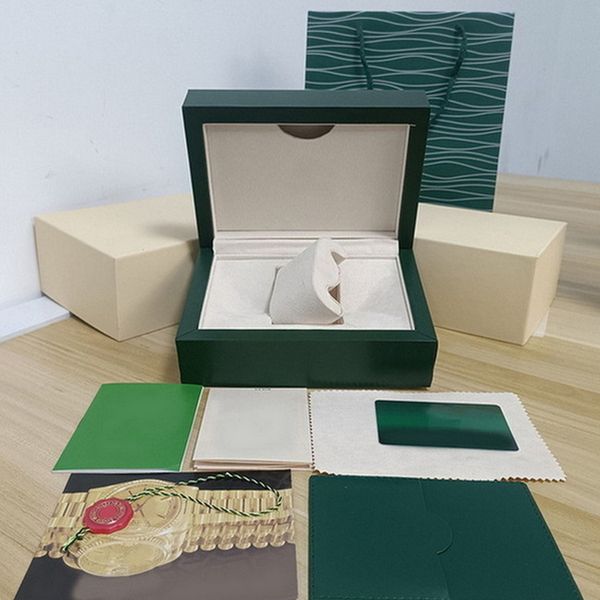 Box di orologio verde di alta qualità di alta qualità, certificato di carta di carta in legno per uomini e donne accessori di lusso di lusso Box di fabbrica di livello di alto livello LB