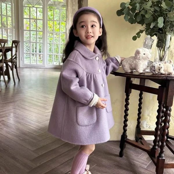 Mädchen in der Mantel Overmantel Jacke Windschutz 2023 Purpur warm verdickter Winter Baumwolltäte Outwear Kinder Kleidung 231221