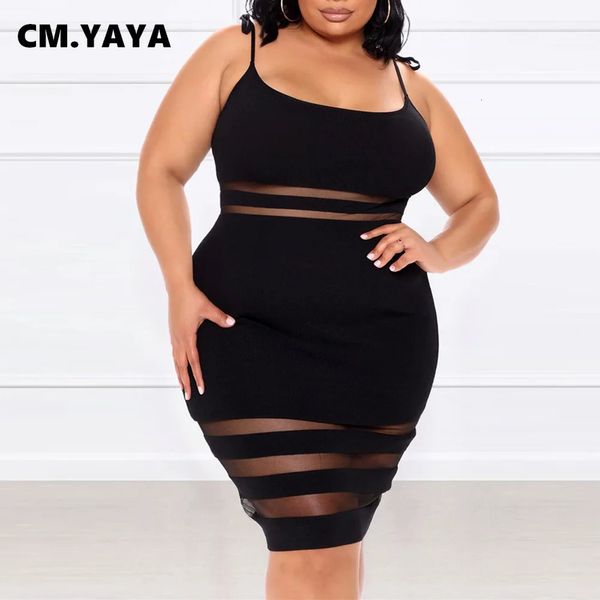 CM.YAYA DONNE DONNA PLASSE MESH MESH POTTHWORT Abito BodyCon Sexy Night Party Clubwear Clubsoncetti Sleeveless Midi Abiti a matita Midi 231222 231222