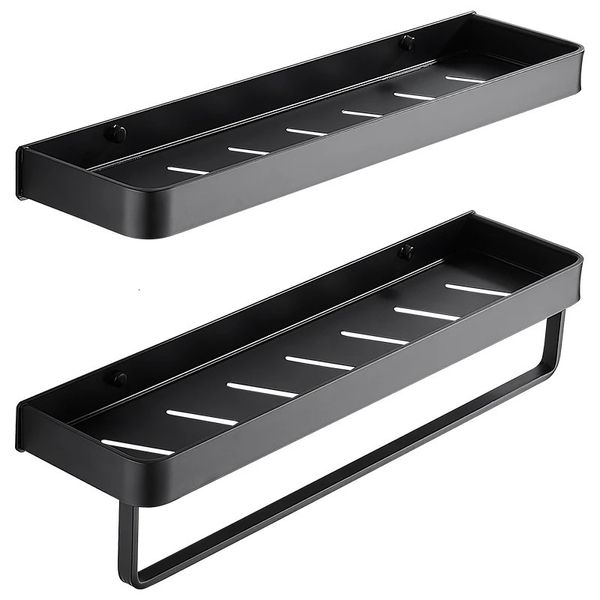 Scaffale nero da bagno con asciugamano a barre di asciugamano in alluminio scaffali per asciugamani con portametta per shampoo gancio rastrellino da cucina 231222