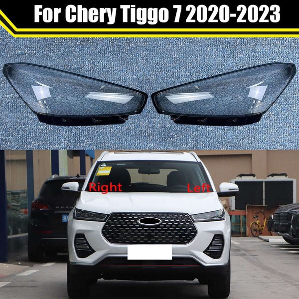 Front Car Cartlight Lens de vidro protetora Tampa de tampa de casca automática Lâmpada de alojamento de luz transparente para Chery Tiggo 7 2020-2023