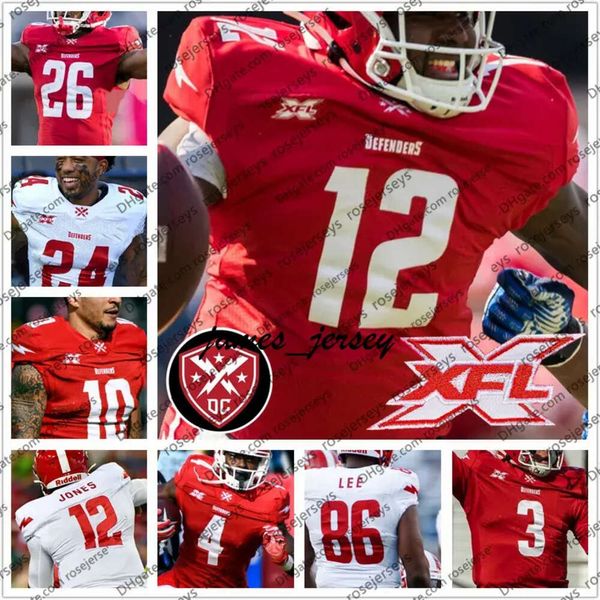 JAM Custom DC Defenders 4 Eli Rogers 12 Cardale Jones 19 Malachi Dupre 20 Olsen Men Youth Kid 2020 XFL Football Maglie 4xl