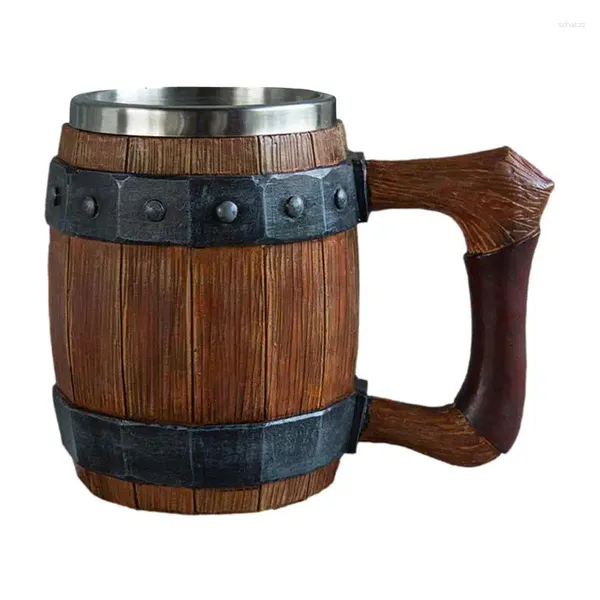 Tassen Viking Holz Getreide Tasse 3D Bier Tanks Weinglas handgefertigtes Antiquitäten -Männer -Tasse Kaffee Geschenk für Weihnachtsgeburtstage