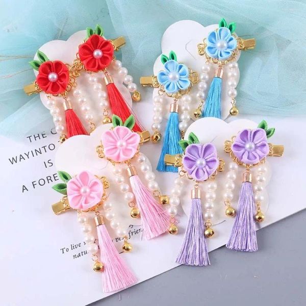 Accessori per capelli Grip copricapo Flowers per copricapo per perle Hairpins Kids Chinese Clips Year Children Basselle