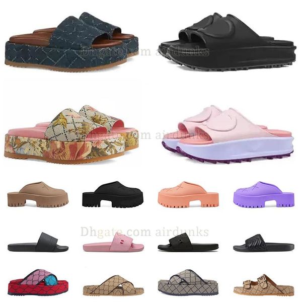 2024 Designer Slipper per la tela ricamata da donna Muli piatti piattaforma per sala sandali sandali ad alto tacco cursore grosso cursore per beach slook da spiaggia estiva