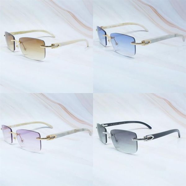 Óculos de sol homens genuínos óculos de chifre de búfalo sem aro branco preto buffs quadrados mulheres carter sunglass tons preenchimento prescrição x07161790