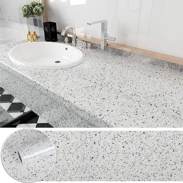 Tapeten Tapeten Tapeten Küche Aufkleber Badezimmer Marmor Granit Selfadhäsive Tapete wasserdicht für Schrank Desktop Dinner PVC Wanddekorat