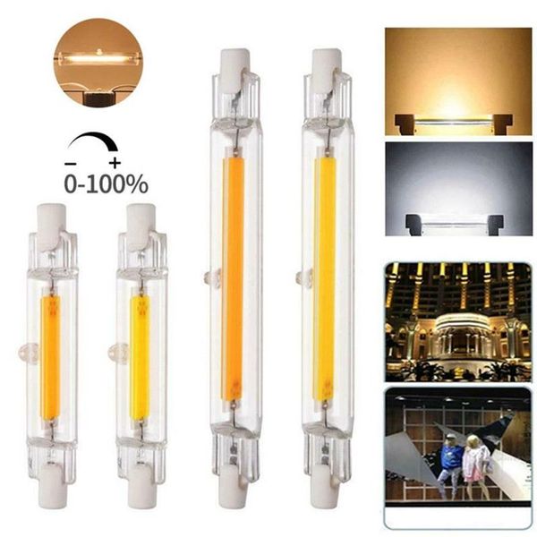 R7S Dimmable светодиодная луковица Cob Glass Tube 78 мм 6 Вт 118 мм 10 Вт заменить галогенную лампу 100 Вт теплый холодный белый кукурузный пятно светильника AC110V 220V243R