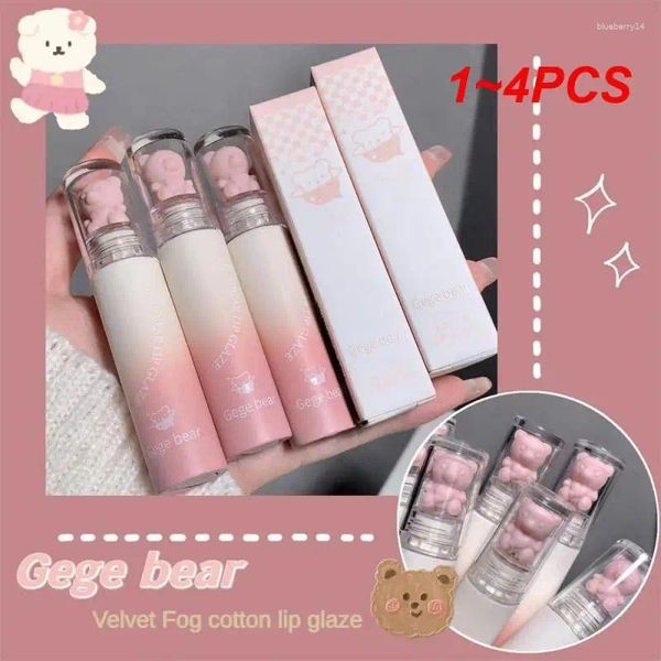 Lipgloss 1-4pcs Lippenstift weich creme Textur Schlamm weibliche Make-up Samt Matte niedlich Bär Rot Tint Kosmetik Feuchtigkeits