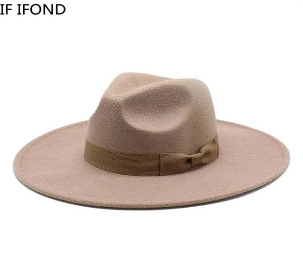 Männer im britischen Stil Frauen Winter Filz Fedoras Cap 95cm Big Wide Bim Derby Hochzeitskirche Jazzhüte 2205149923101