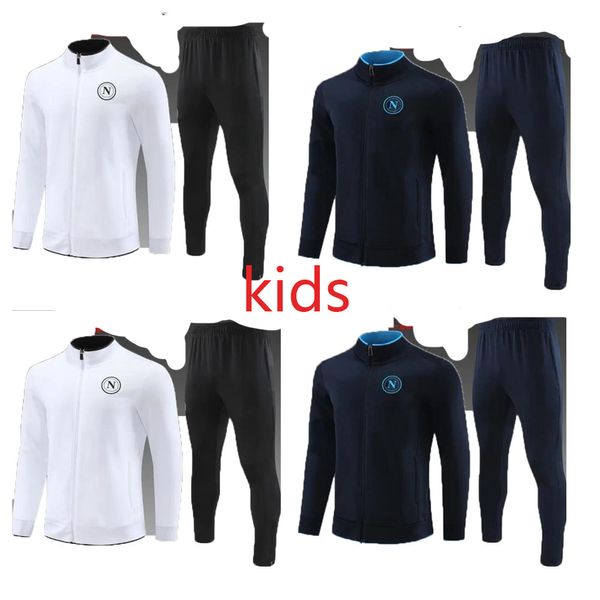 Kids Napoli Tracksuit Soccer Jersey Football Kit 2023 2024 SSC Naples AE7 D10S HOMMES Treinamento Formation Wear Formation