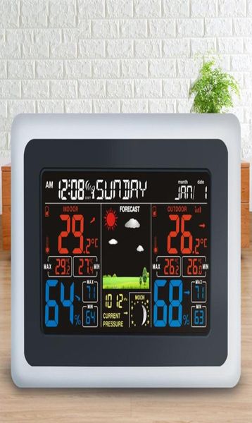 Stazione meteorologica dell'igrometro digitale Meteo Temperatura Umidità tester Orologio Wall Alarming Wall interno Sonda per esterno Sonda da scrivania LCD CLO C2905407