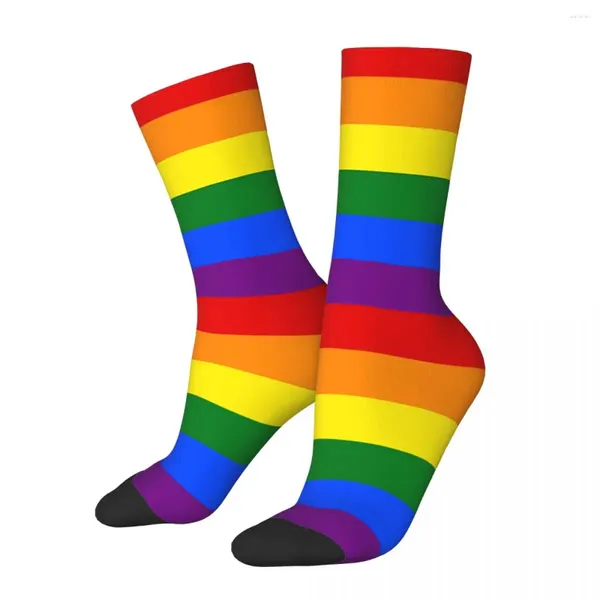 Herrensocken lustige verrückte Socke für Männer schwule Regenbogen Flagge Hip Hop Harajuku LGBTQ Stolz nahtloses Muster gedrucktes Jungen Crew Neuheit Geschenk