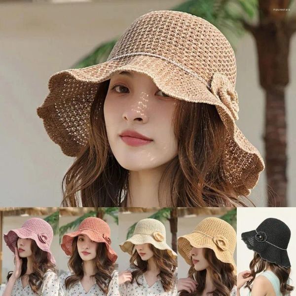 Berrette da donna da donna pescano cappello moda tessere bordo del sole secchio a maglia da donna per spiaggia per la spiaggia