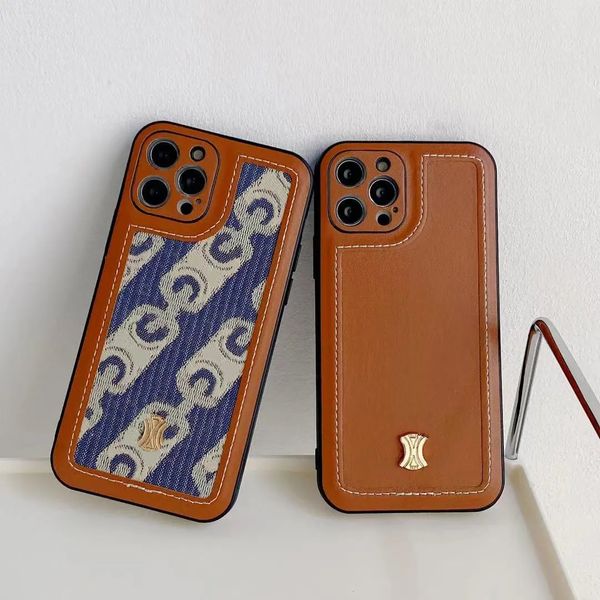 Casos de telefone de designer de luxo Caso de café premium Splicing iPhone 15 Pro Max Leather Gel Fashion Art All Inclusive Drop Proof Caso