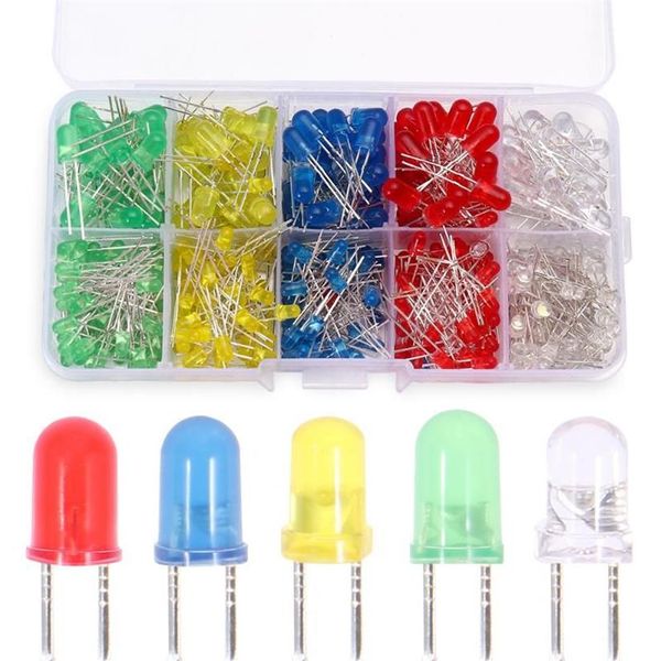 Bulbos 3 Diodos de LED de 5 mm Resorted Kit DIY Electronic branco verde vermelho azul amarelo 3V LEDS LIGHTS300M