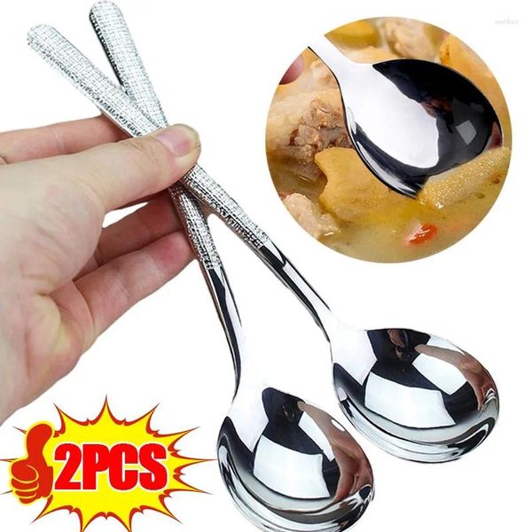 Cucchiai 1/2 pezzi in acciaio inossidabile cucchiaio cucchiaio casa manico lungo cucchiai pentole cucine per le tavoli da cucina utensili di cottura da cucina
