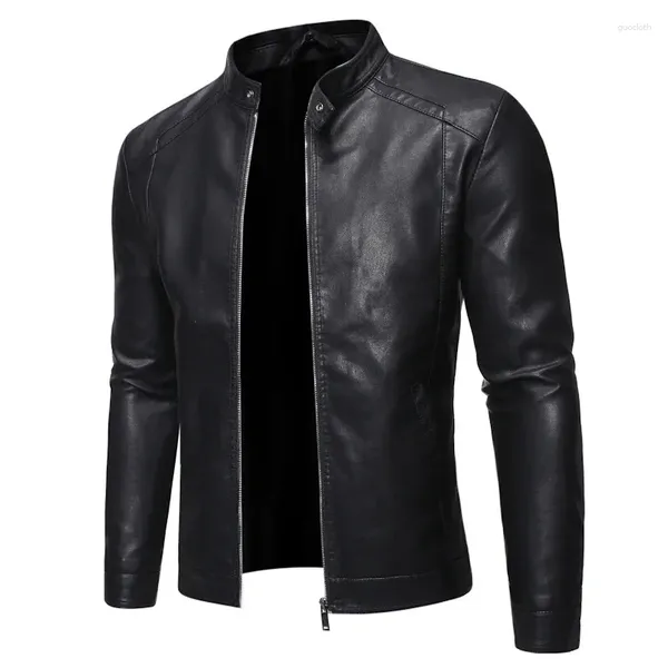 Giacche da uomo 2023 Stand di moda autunno casual colletto Slimp giacca in pelle SLIT COLORE SOLID MEN ANTI-VUOD 5XL
