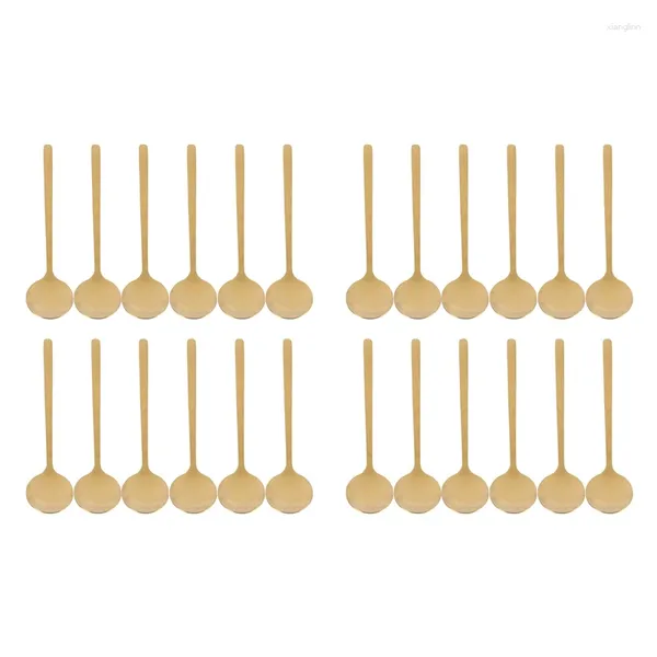 Colheres de café 24pcs colher redonda colher de aço inoxidável colher de chá de aço de açúcar sobremesa (ouro)