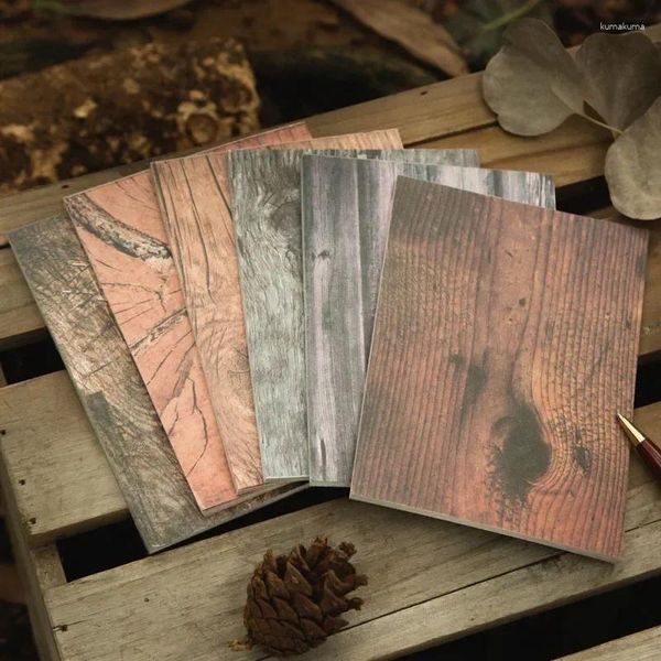 Geschenkverpackung 30 Blätter Vintage Wood Grain Material Paper Workshop Serie Leichte Handzelt Basis Dekoration 6 Modelle