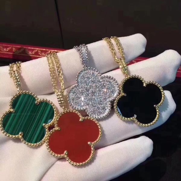 Серебряное полное бриллиантовое роскошное дизайнер -дизайнерские ожерелья для подвесной ожерелья женская бренда 18K Золотой белый черный цвет