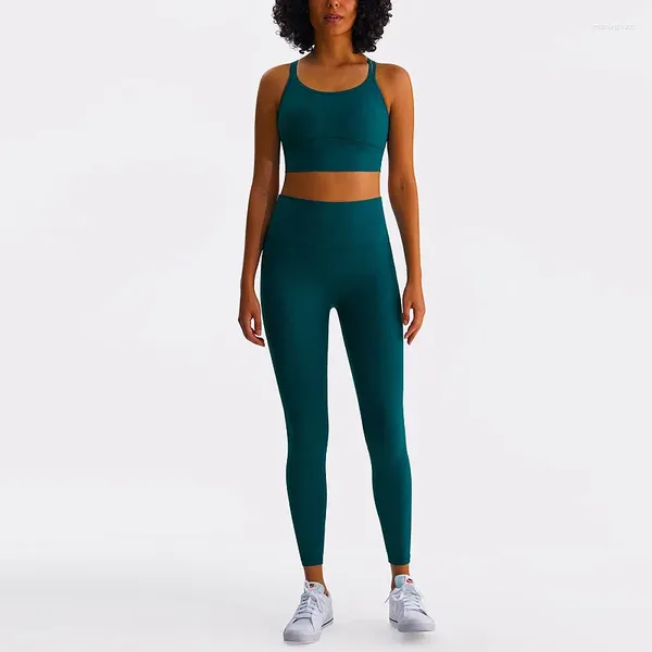 Set attivi a colori a colori a costiera palestra yoga set di leggings stretto fitness reggiseno top top da 2 pc Soft Allenamento allenamento da donna Sportwear di alta qualità di alta qualità