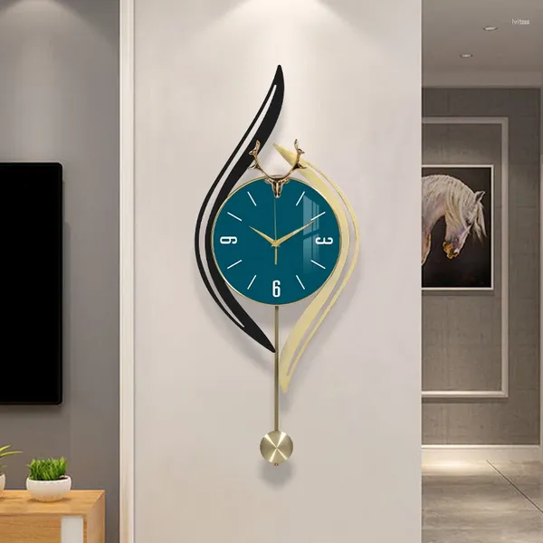 Wanduhren Klassische Büro -Fantasie großer Tier minimalistischer Metallpendel Designer Relojes de Pared Home Decor