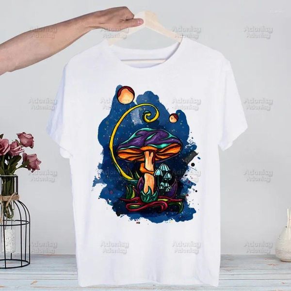 Erkek Tişörtleri Mantar Grafik Estetik Harajuku Tshirt Unisex Kısa Kollu Gömlek Sıradan Kawaii Ulzzang Grunge T-Shirt Erkek Üstler