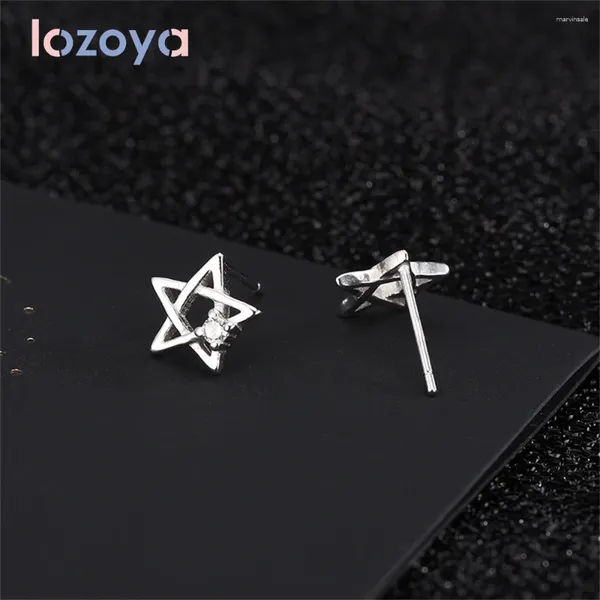 Серьги -грибы Lozoya Modern Women's 925 стерлинговой серебряный серебряный пентаграмм циркон дизайн дизайн