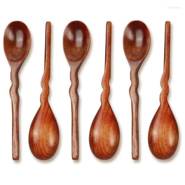 Kaffeeschaufeln 6pcs Holzlöffel zum Essen von 7,87 Zoll Honig kleiner Suppensalat Desserts 20 x 4 cm