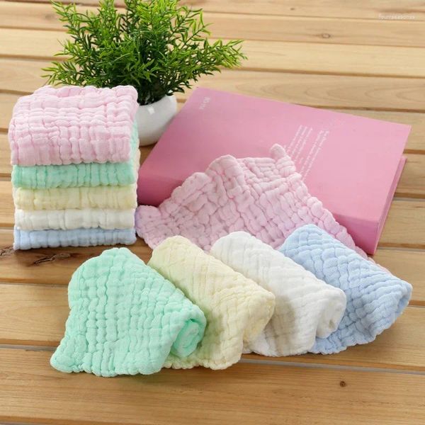 Toalha seis camadas de gaze algodão quadrado crianças dobram um lenço saliva impressa lenço