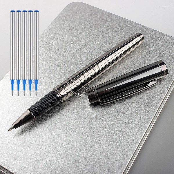 Business Grey Ballpoint Pen Gun Metal Student Office Scheda FORNITÀ ROLLER BALL