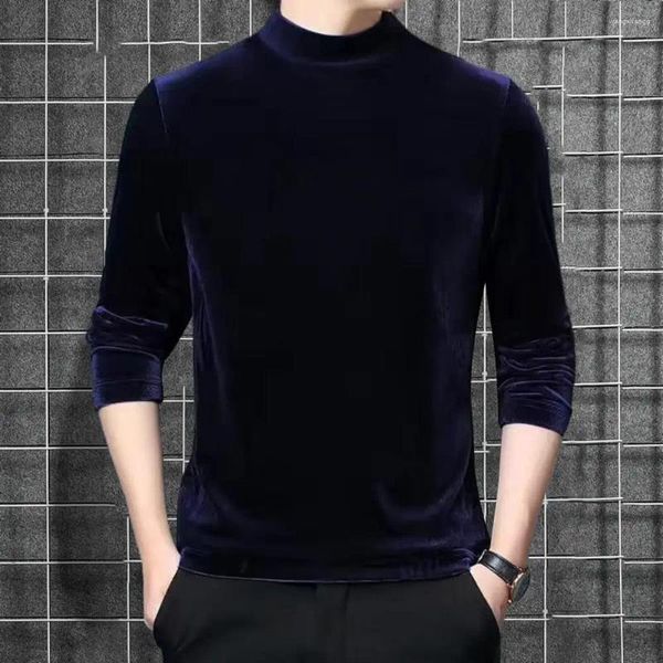 Camisetas masculinas Men Velvet Top Top Slim Fit Camise