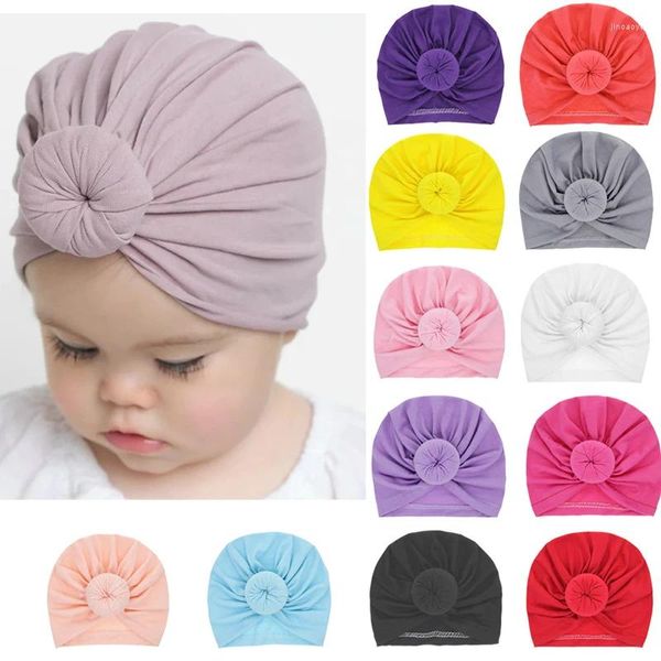 Haarzubehör Infant Turban Baby Hut Feste Farbe Donut geboren Beanie Weiche Baumwollkopf Wraps Turbane für Babys Kinder Mütze