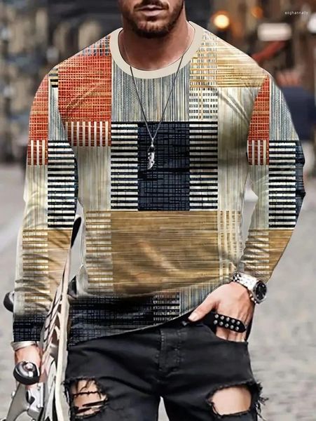 Camicie da uomo a magliette graphic color block3d stampa henley abbigliamento oversize outdoor casual maniche lunghe uomini abbottonati maschi