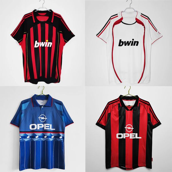 Ac Vintage Soccer Jerseys Retro Jersey Football Jersey 1995 1996 1998 1999 Camisa comemorativa de futebol de manga curta 2006 2007 Camiseta clássica