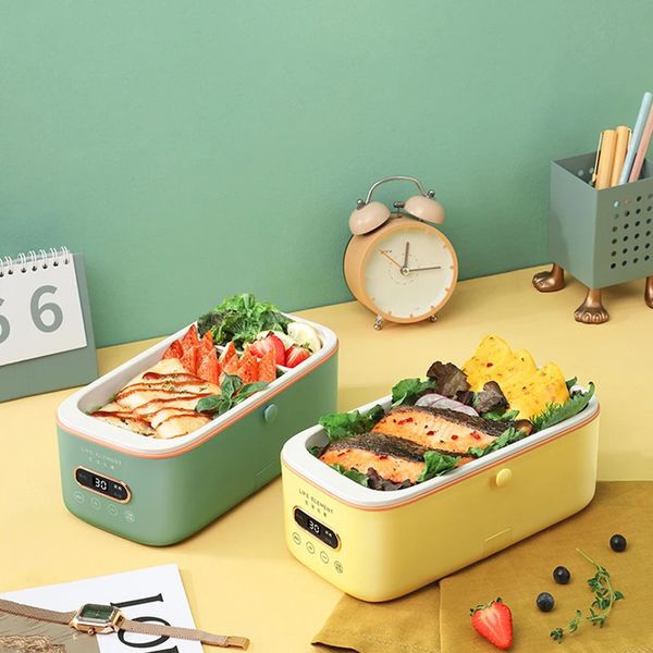 220V 1L Mini Electric Lunch Merels Caixa de aquecimento automática portátil aquecimento rápido Rice elétrico Folha de fogão fácil para viajar 231221