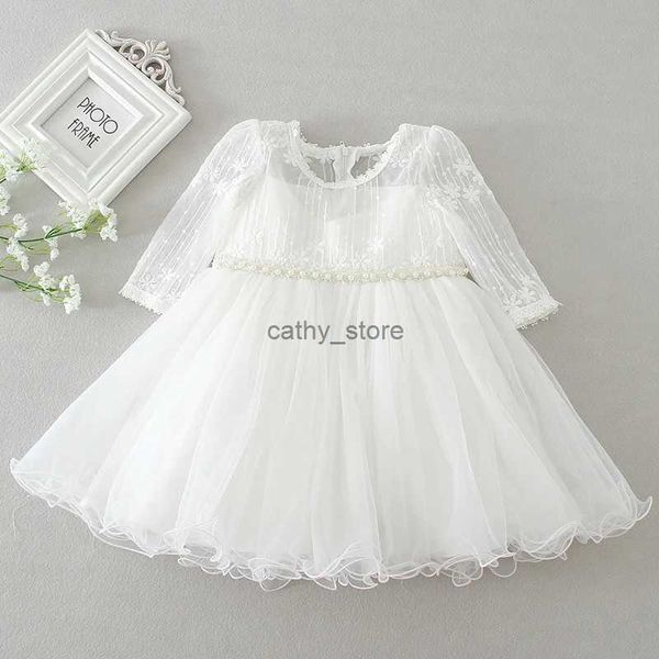 Mädchenkleider Neues Baby Mädchen Kleid Taufkleid weiße Spitze Infant Taufe Geburtstagsfeier Hochzeit Prinzessin Kleid Baby Kleidung 0-24ml231222