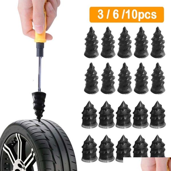 Outros acessórios de interiores Kit de unhas de reparo de pneus a vácuo para motocicletas scooter scooter de borracha Tubleless Tool Set Glue Film Drop Deliv DHC4M