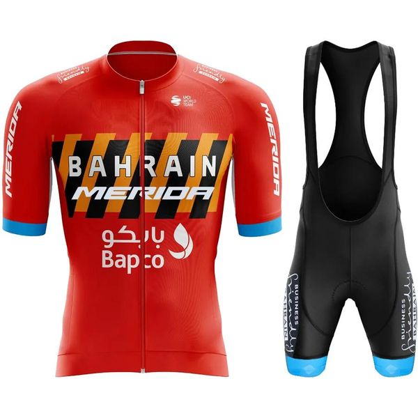 Sets Radtrikot-Sets Radhose Herren Gel Komplette Uniform Bahrain Merida Herrenanzug Herren-Outfit-Set Hose Bike Professional Shirt